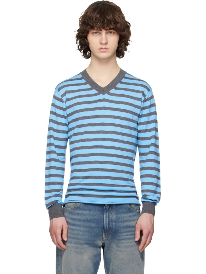 Junya Watanabe Junya Watanabe ウーステッド ウールジャージ ボーダー トップスの商品画像