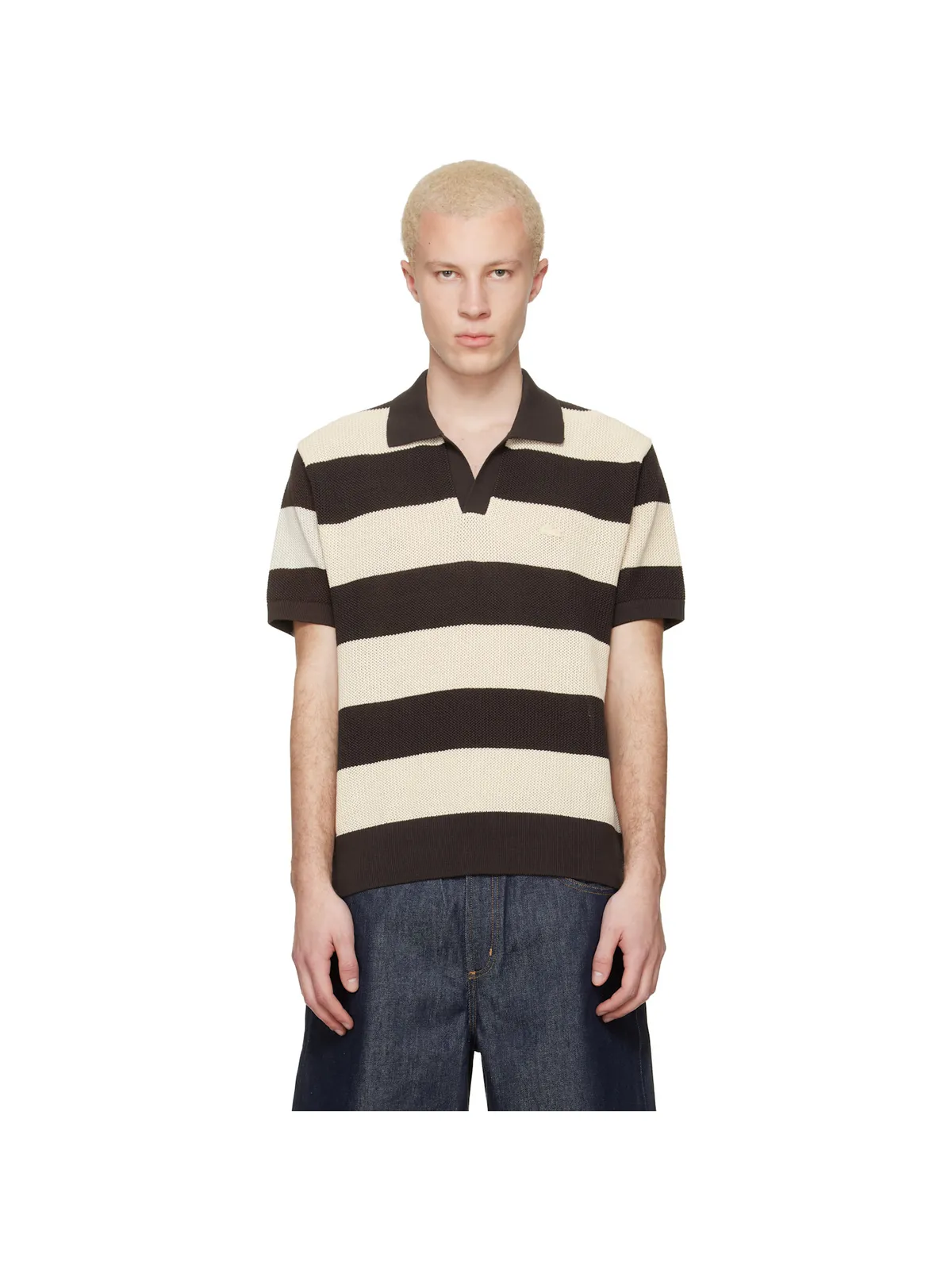 Lacoste ボーダー セーター ポロシャツ - 画像1