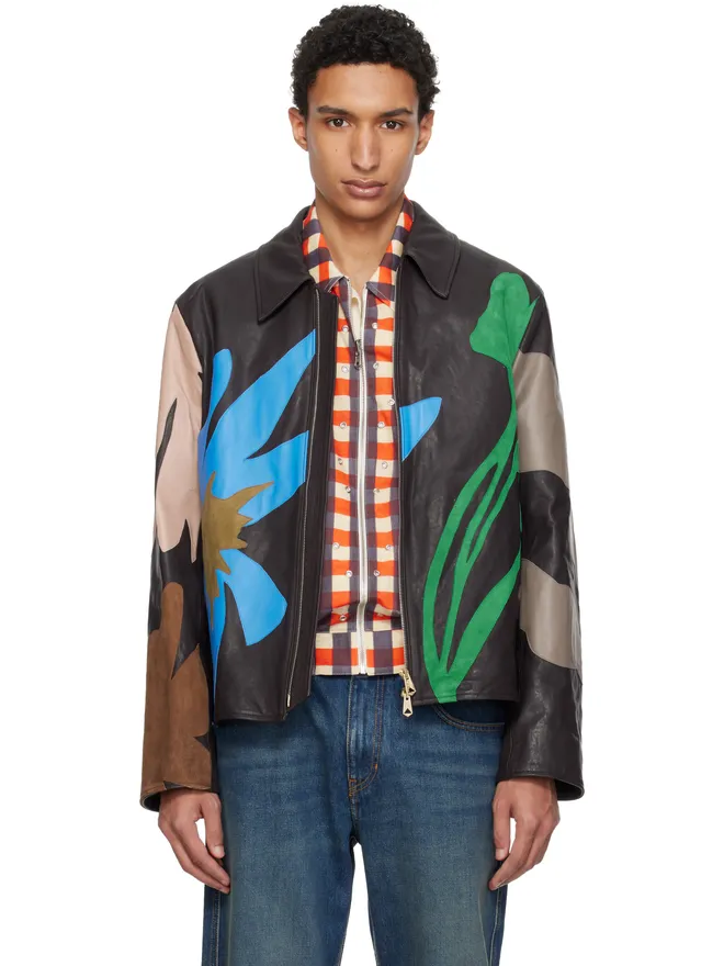 Paul Smith Paul Smith フローラル ソフト ラムレザー ジャケットの商品画像