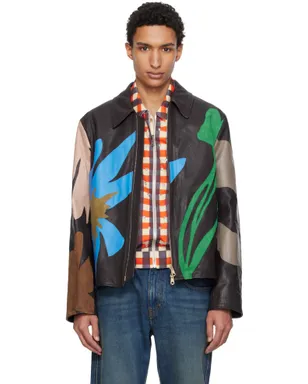 Paul Smith フローラル ソフト ラムレザー ジャケット - サムネイル1