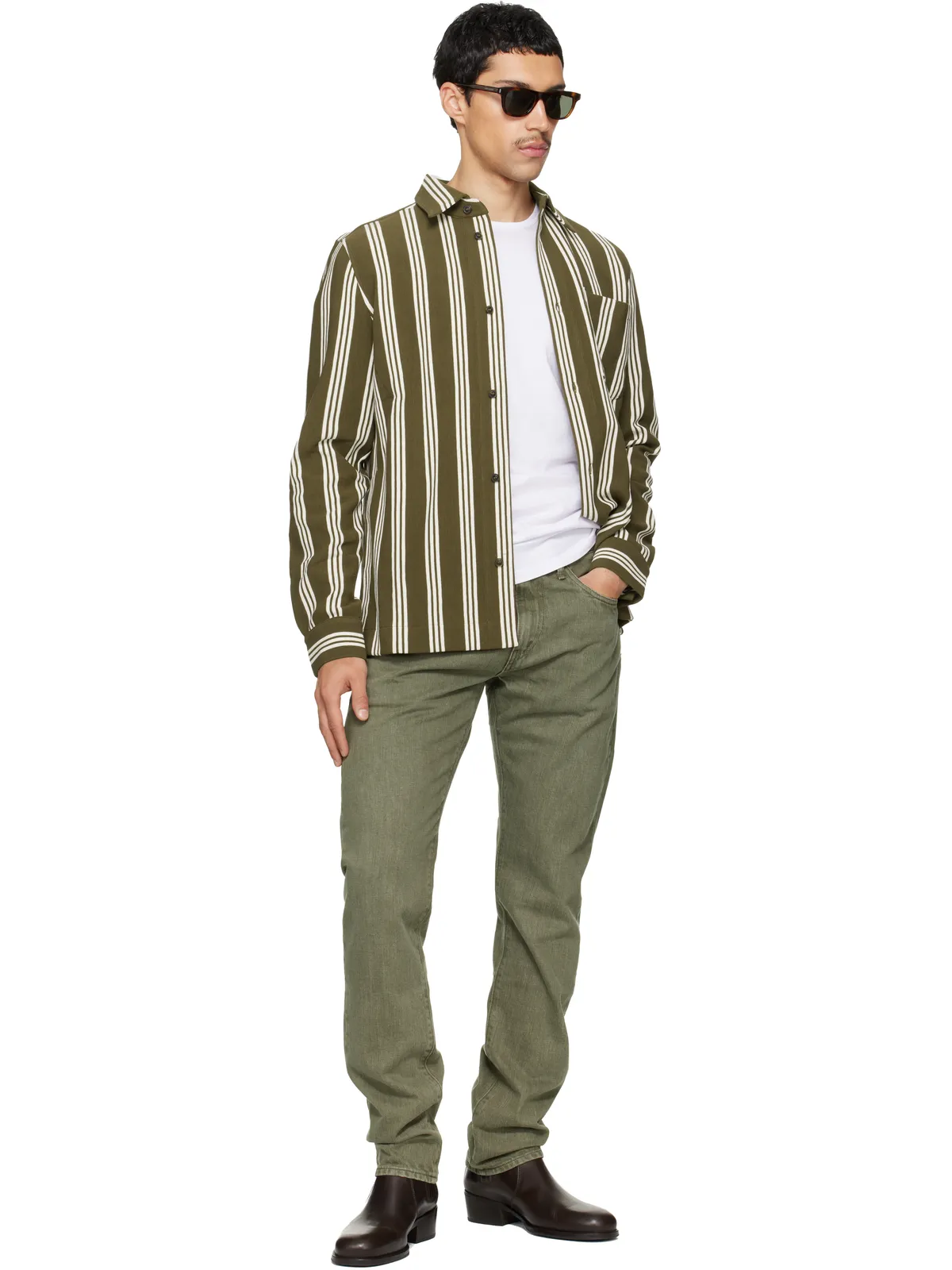 Paul Smith コットンブレンド ジャージ ストライプ シャツ - 画像4