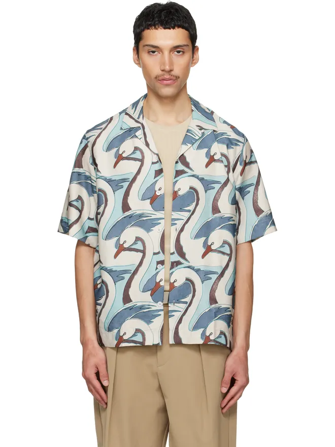 Paul Smith Paul Smith 'Swan' Print S/S レギュラーフィット シャツの商品画像