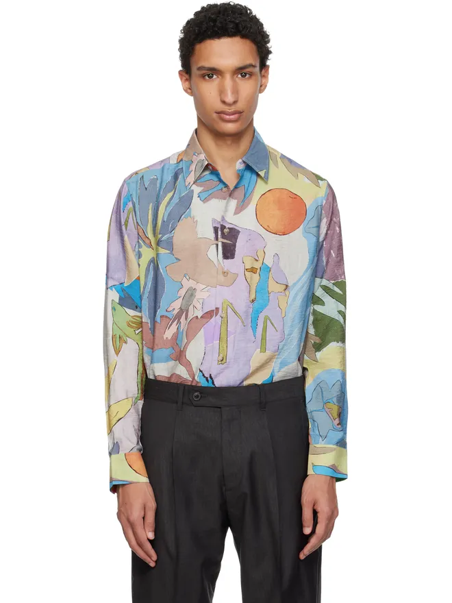 Paul Smith Paul Smith 'River Collage' ビスコースブレンド シャツの商品画像