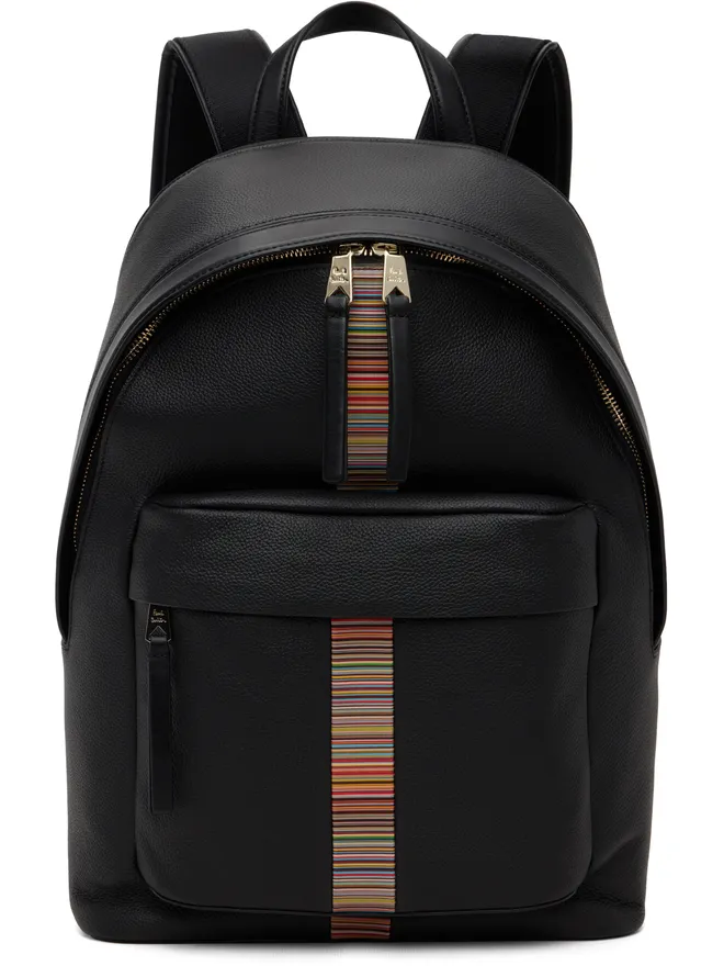 Paul Smith Paul Smith レザー シグネチャー ストライプ トリム バックパックの商品画像