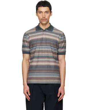 Paul Smith テクスチャード ボーダー ポロシャツ - サムネイル1