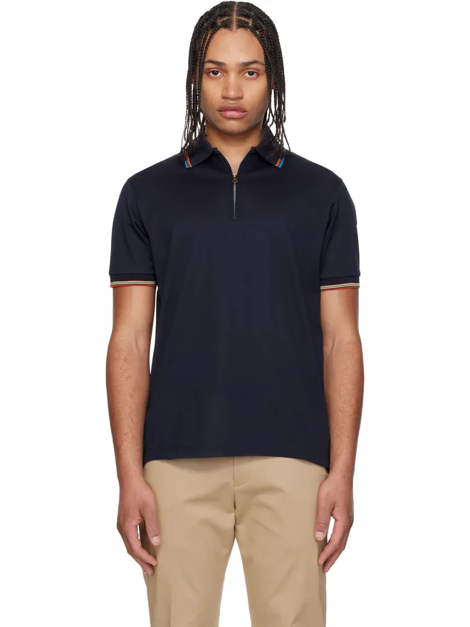 Paul Smith Paul Smith Cotton 'Signature Stripe' Trim ジッパー ポロシャツの商品画像