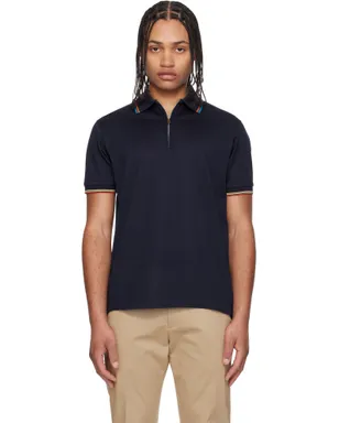 Paul Smith Cotton 'Signature Stripe' Trim ジッパー ポロシャツ - サムネイル1