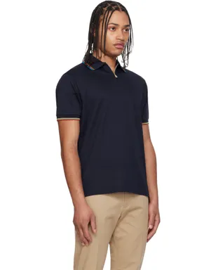 Paul Smith Cotton 'Signature Stripe' Trim ジッパー ポロシャツ - サムネイル2