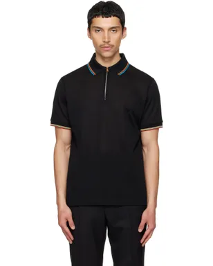 Paul Smith Cotton 'Signature Stripe' Trim ジップ ポロシャツ - サムネイル1