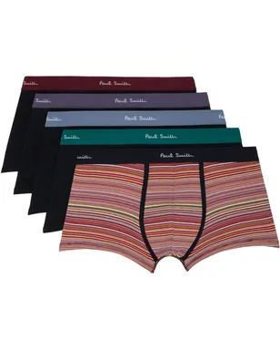 Paul Smith 'Signature Stripe' Mixed オーガニックコットン ボクサーブリーフ 5枚セット - サムネイル1