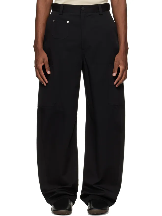 Givenchy Givenchy ブラック Embroidered 'GIVENCHY Paris' Couture Seam トラウザーズの商品画像