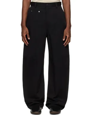 Givenchy ブラック Embroidered 'GIVENCHY Paris' Couture Seam トラウザーズ - サムネイル1