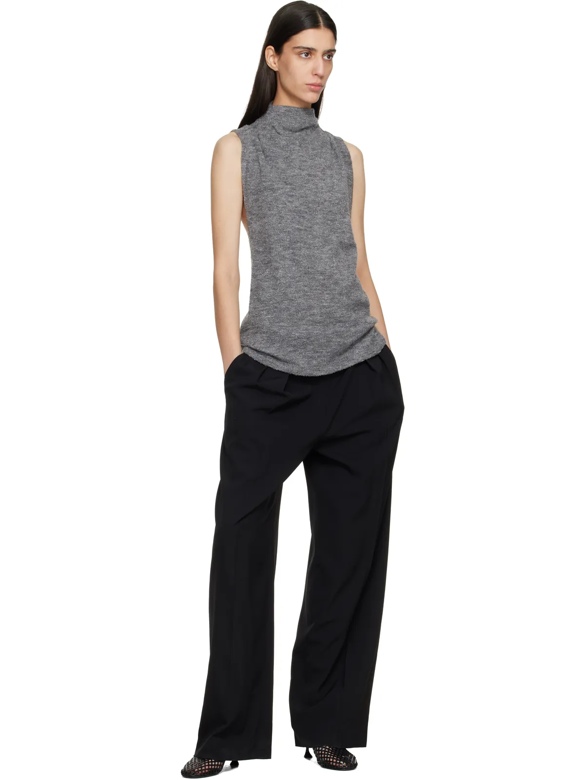 Proenza Schouler ブラック Tee パーフォレーション スリングバックヒール - 画像5