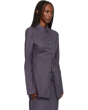BAMBOU ROGER KWONG コットンポプリン Fitted Cuffless シャツ - サムネイル2