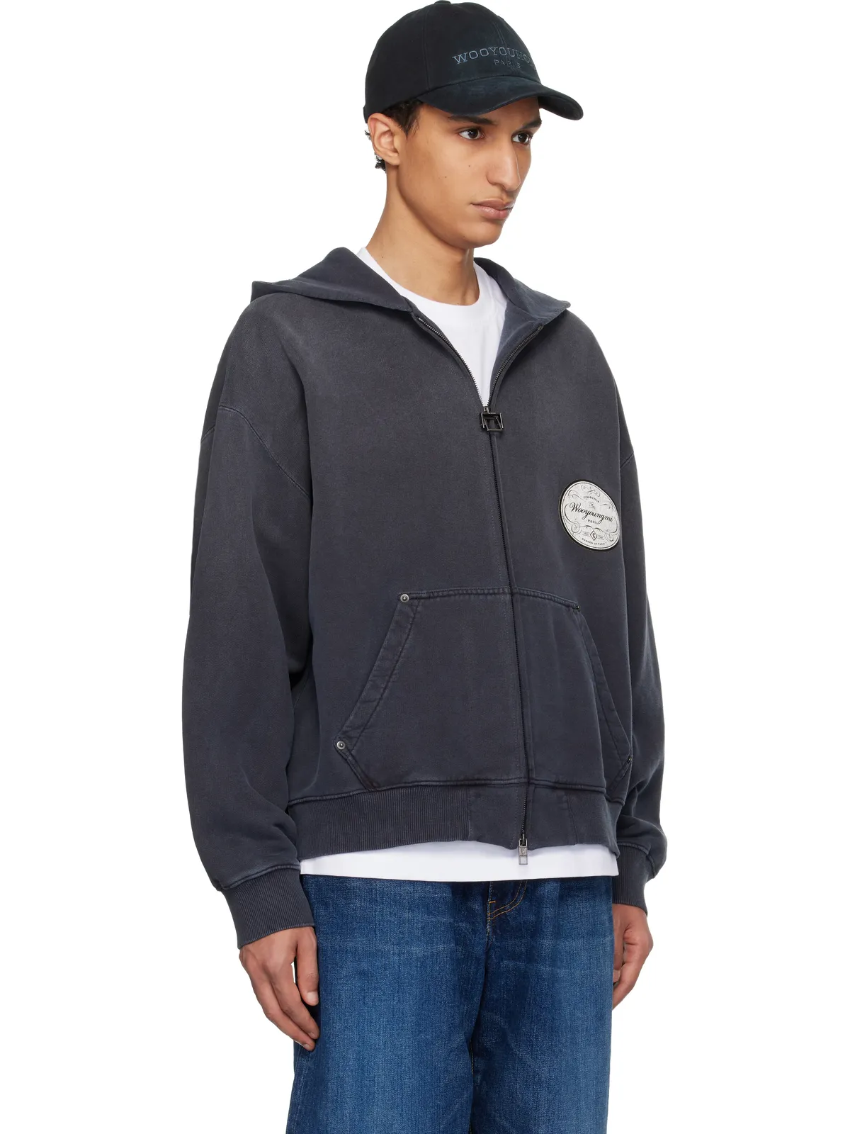WOOYOUNGMI Lettering Back Logo ジップアップフーディ - 画像2