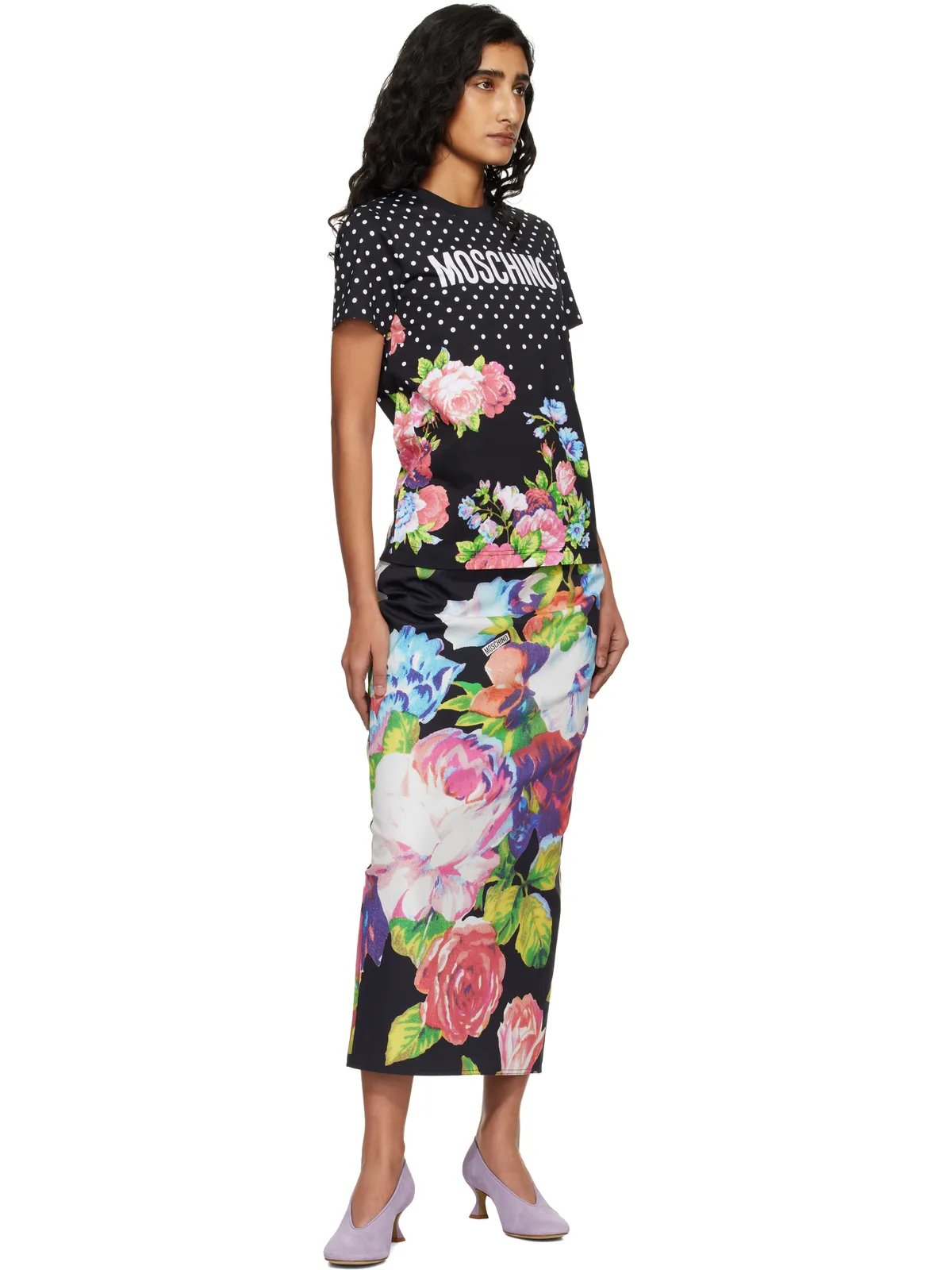Moschino Printed ストレッチコットン ミディアムスカート - 画像4