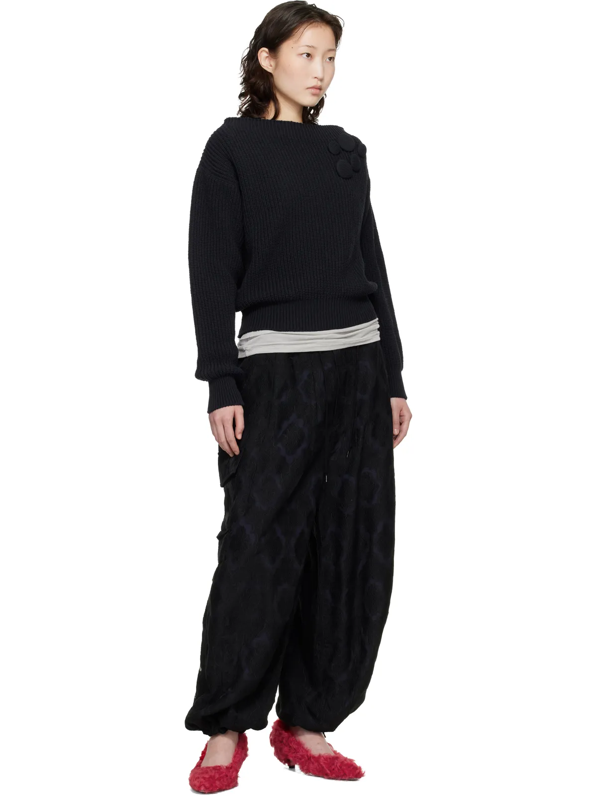 OPEN YY Badge Applique Knit プルオーバーセーター - 画像4