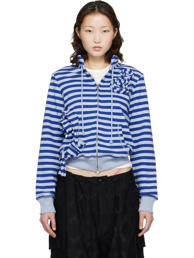 OPEN YY OPEN YY SSENSE限定 アップリケ ニット ジップアップ スウェットシャツの商品画像