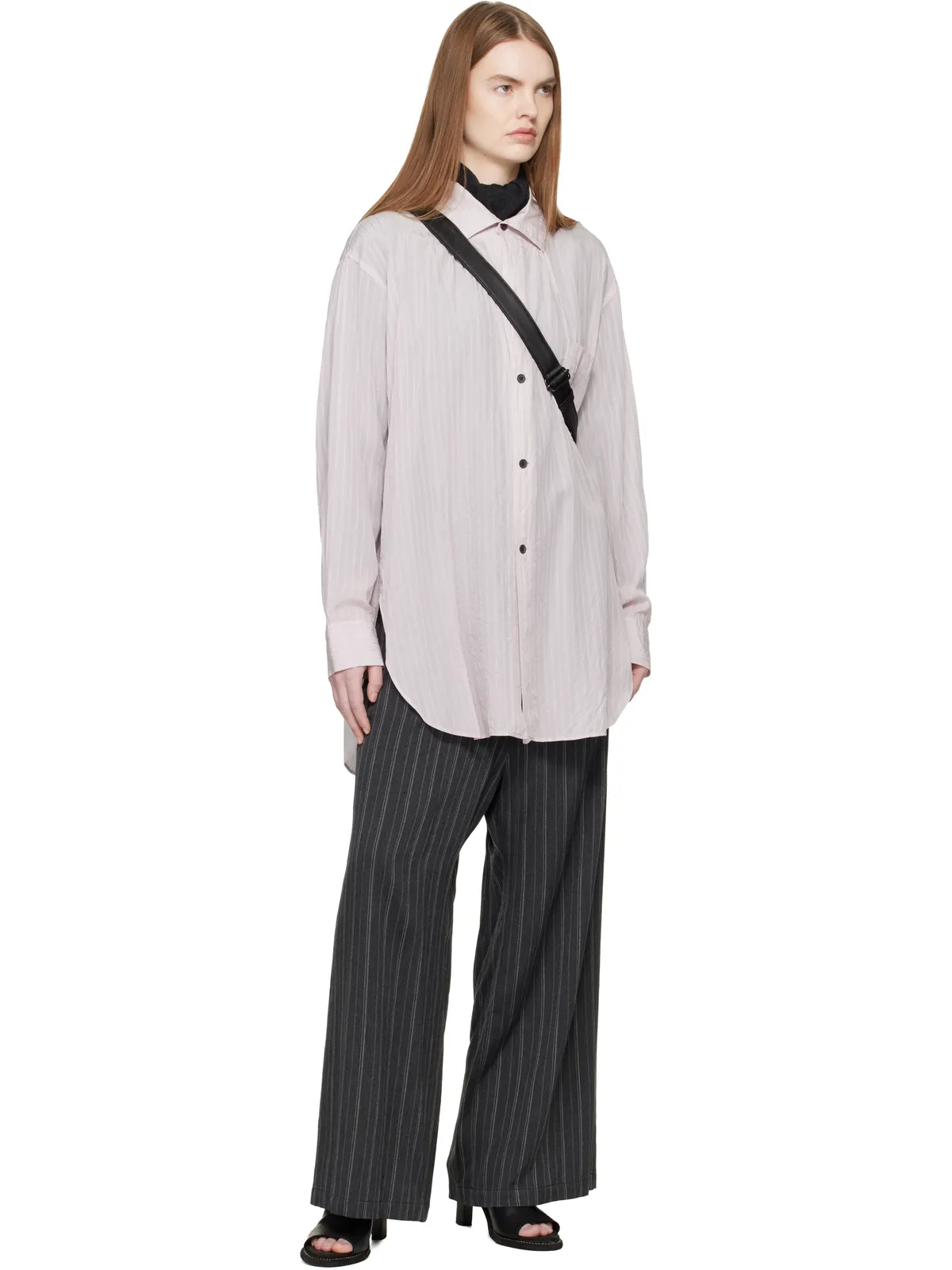 Y's Square-Collar セルロース ストライプ シャツ - 画像4