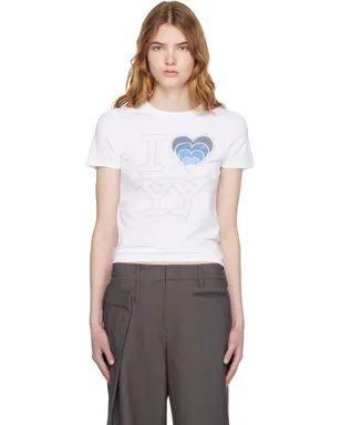OPEN YY SSENSE限定 White 'I LOVE YY' ベビーTシャツ - サムネイル1