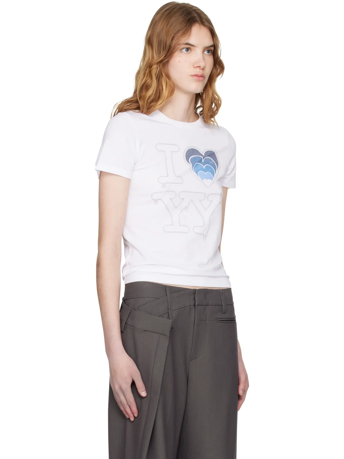 OPEN YY SSENSE限定 White 'I LOVE YY' ベビーTシャツ - 画像2