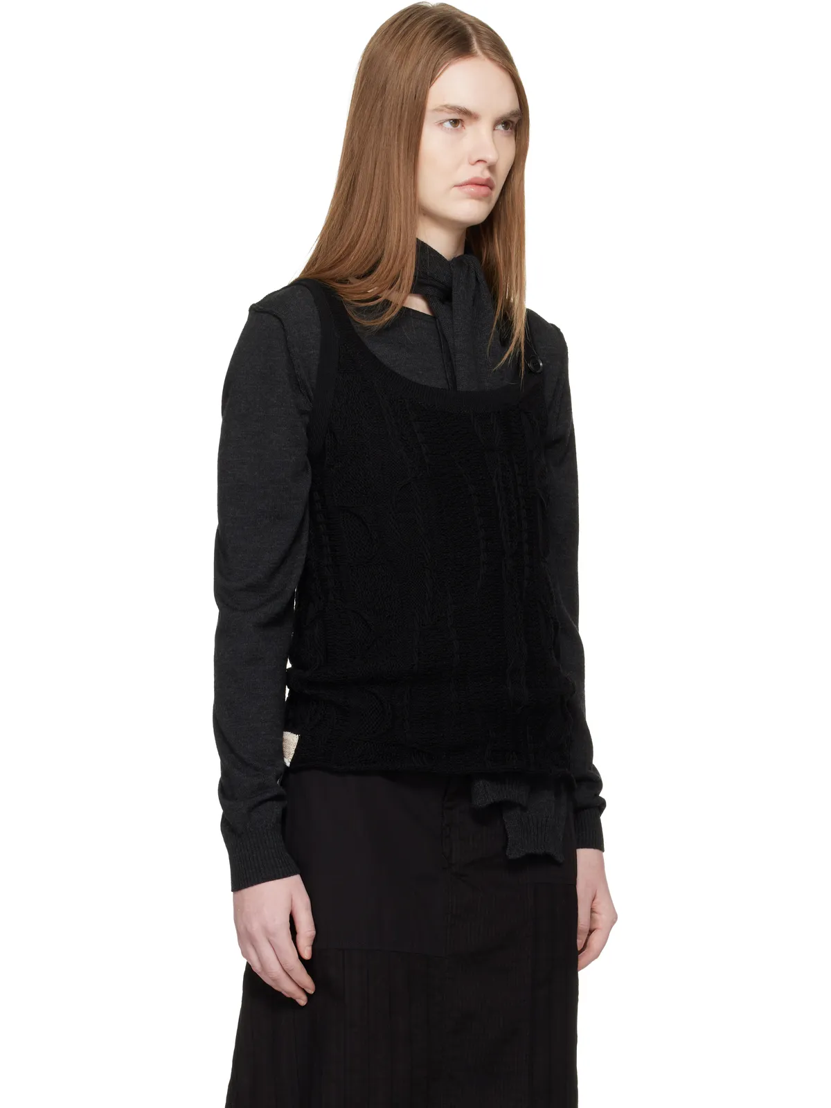 Y's Solid Knit Arranged Strap タンクトップ - 画像2