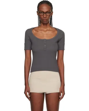 Courrèges Buttoned 90's リブTシャツ - サムネイル1