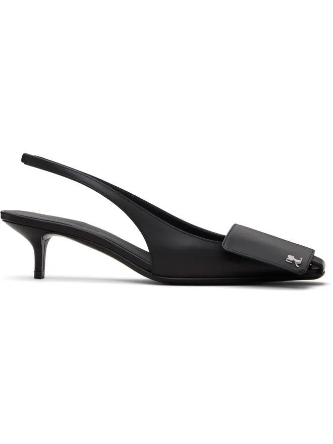Courrèges Courrèges ブラック Fold Leather スリングバックヒールの商品画像