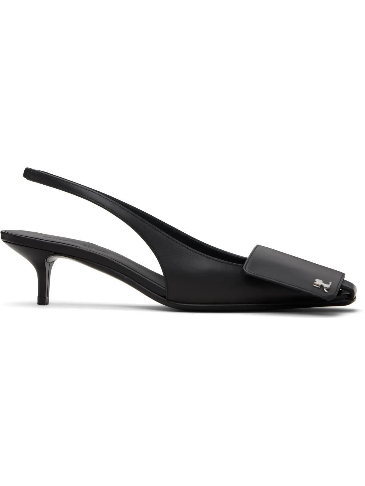 Courrèges ブラック Fold Leather スリングバックヒール - 画像1