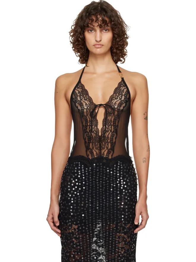 VERSACE VERSACE エンブロイダリー レーストリム ボディスーツの商品画像
