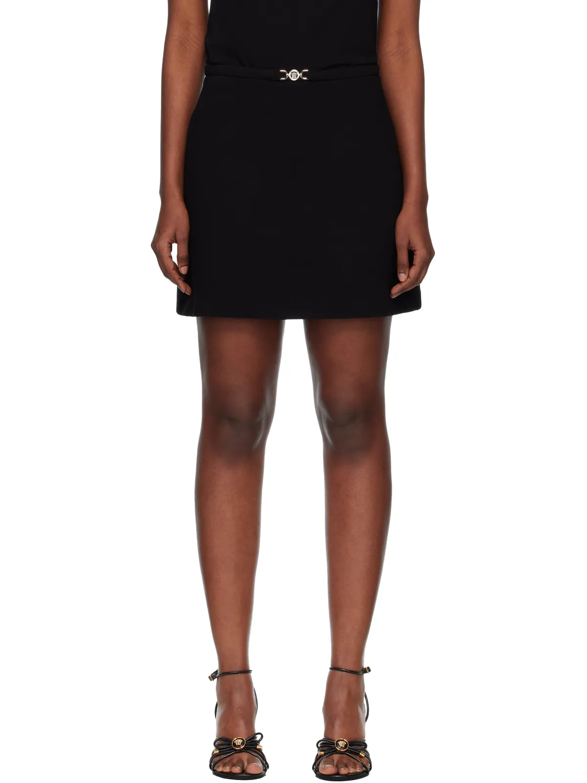 VERSACE Double-Wool Crêpe Aライン ミニスカート - 画像1