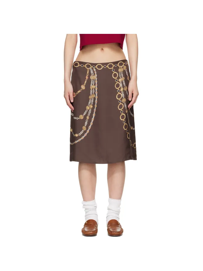 VERSACE VERSACE Printed シルクツイル ペンシル ミディアムスカートの商品画像