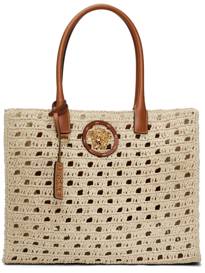 VERSACE VERSACE ラージ 'La Medusa' ラフィア トートバッグの商品画像