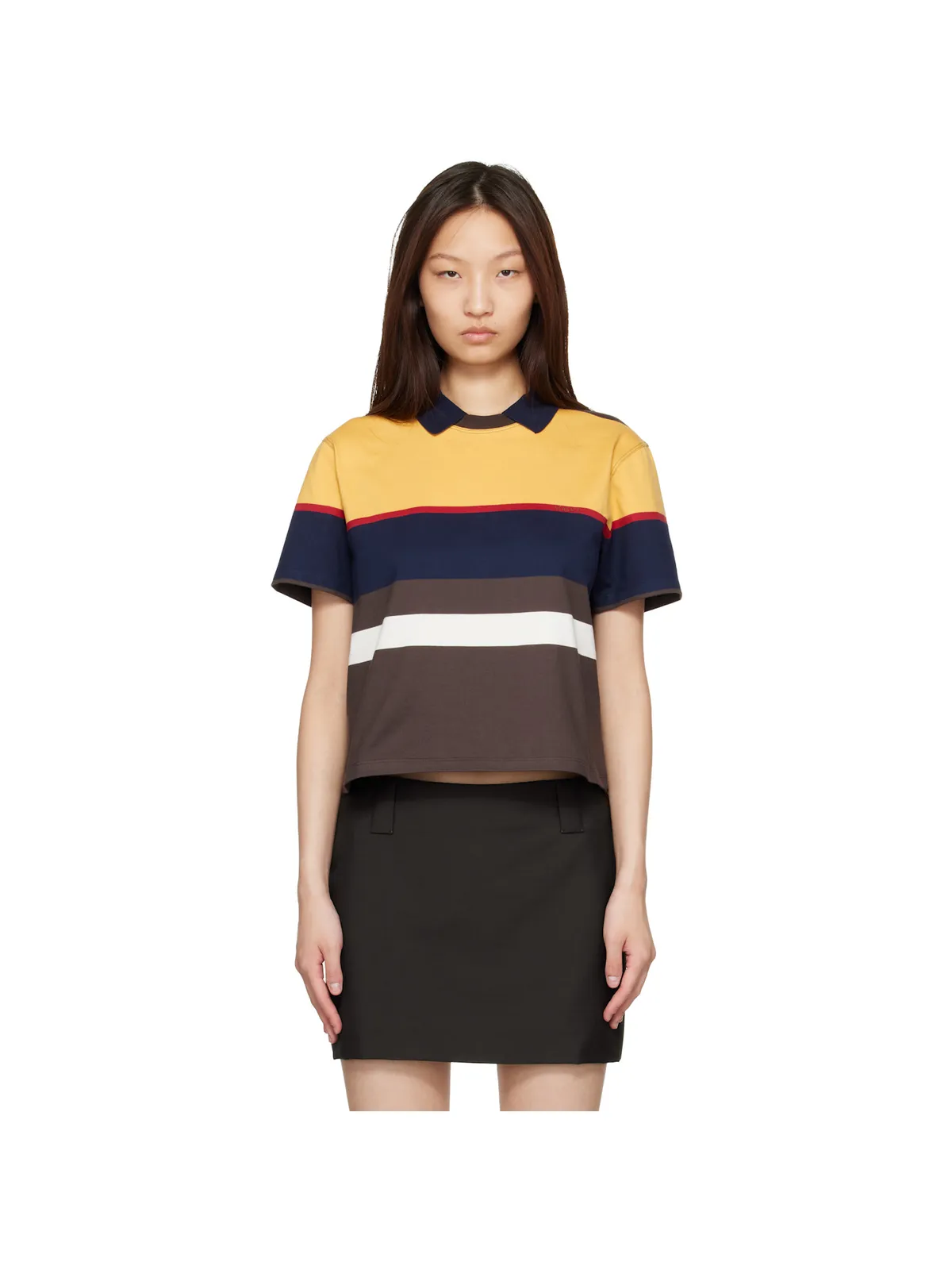 VERSACE Striped Cotton-Jersey ポロシャツ - 画像1