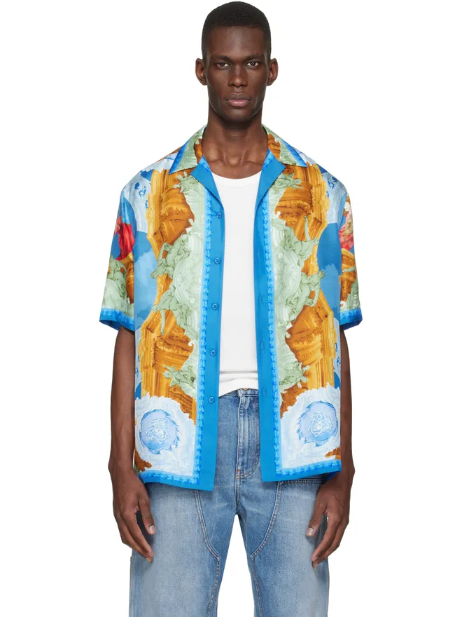VERSACE VERSACE Printed シルクツイル レギュラー シャツの商品画像