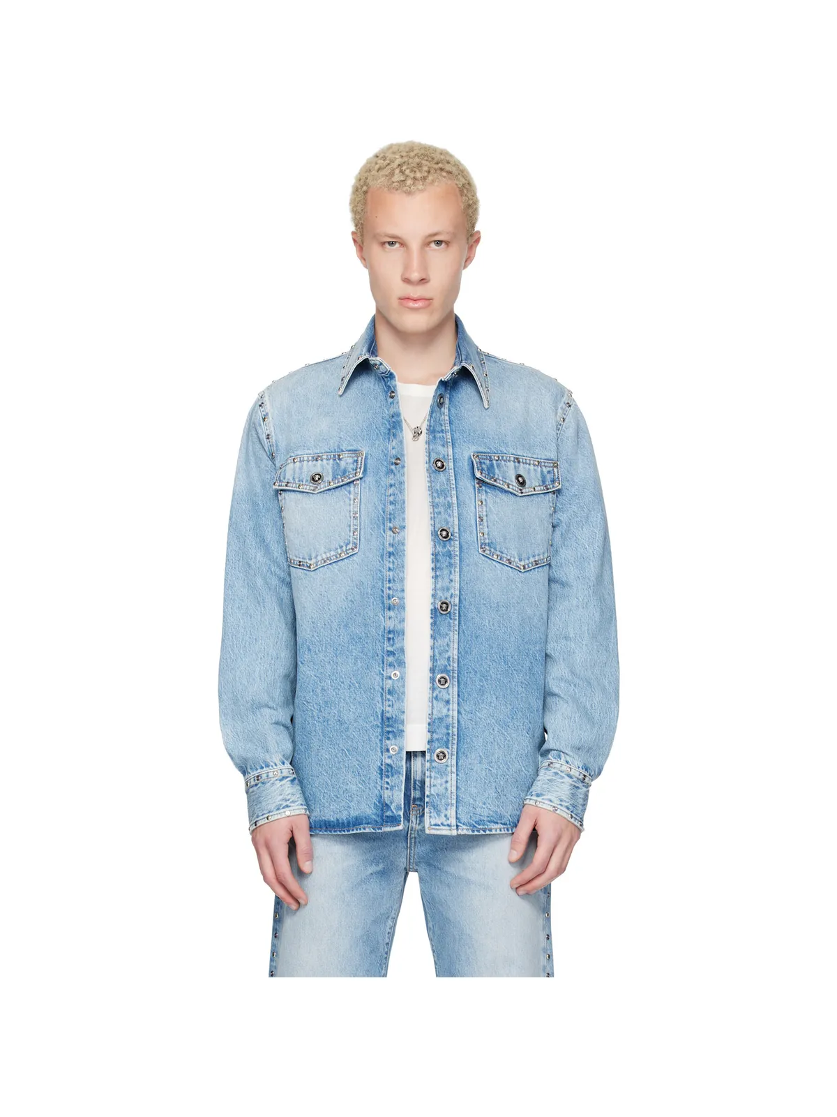 VERSACE スタッズ デニムシャツ - 画像1