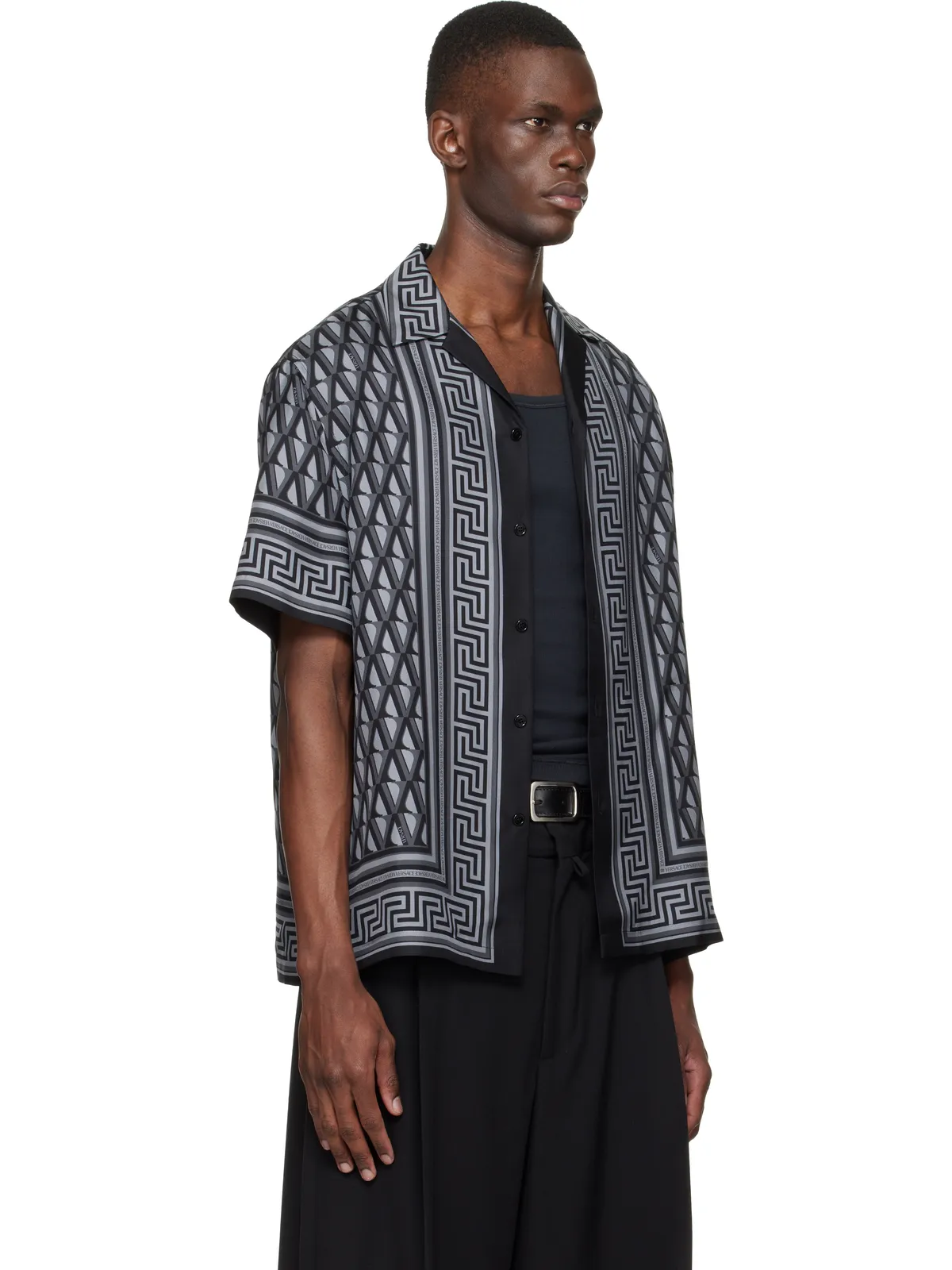 VERSACE Printed シルクツイル スリム シャツ - 画像2