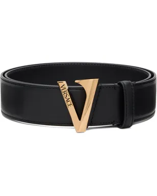 VERSACE 'V' レザーベルト - サムネイル1