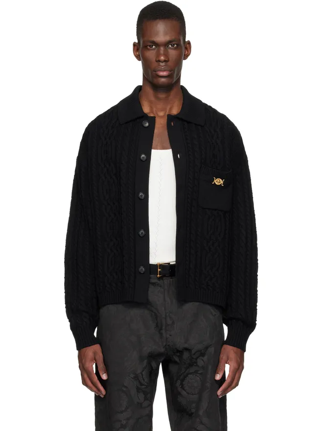VERSACE VERSACE Mixed-Stitch ウール ニットカーディガンの商品画像