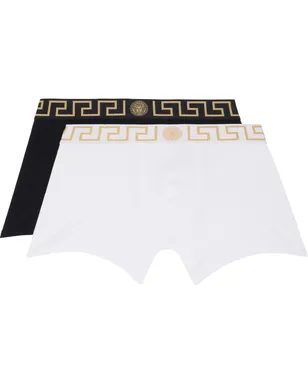 VERSACE グレカ ボーダー ロング ボクサーブリーフ 2枚セット - サムネイル1