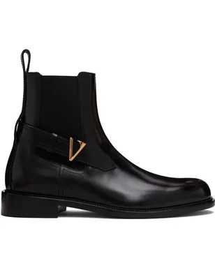 VERSACE V レザー チェルシーブーツ - サムネイル1