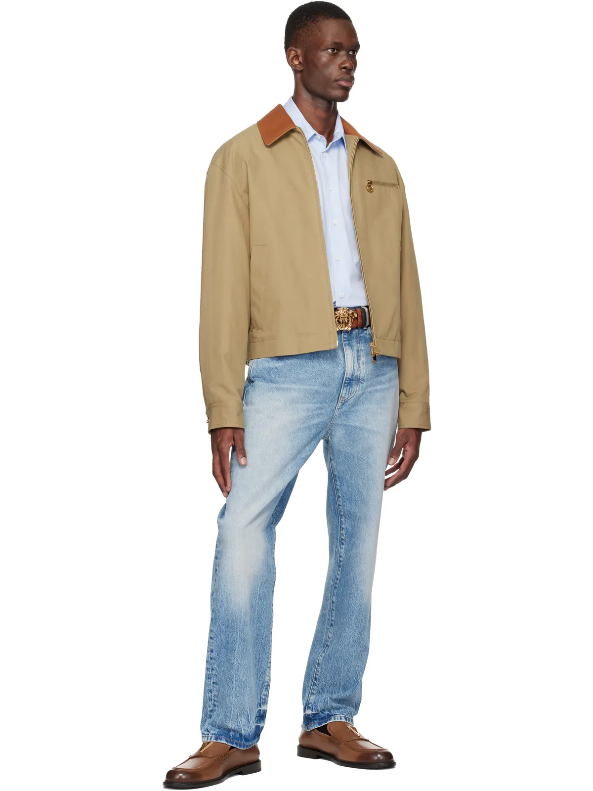 VERSACE 'V' レザー ローファー - 画像5