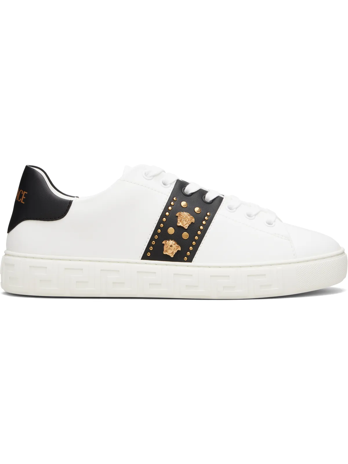 VERSACE グレカ エンベリッシュド ナイロン フェイクレザー スニーカー - 画像1