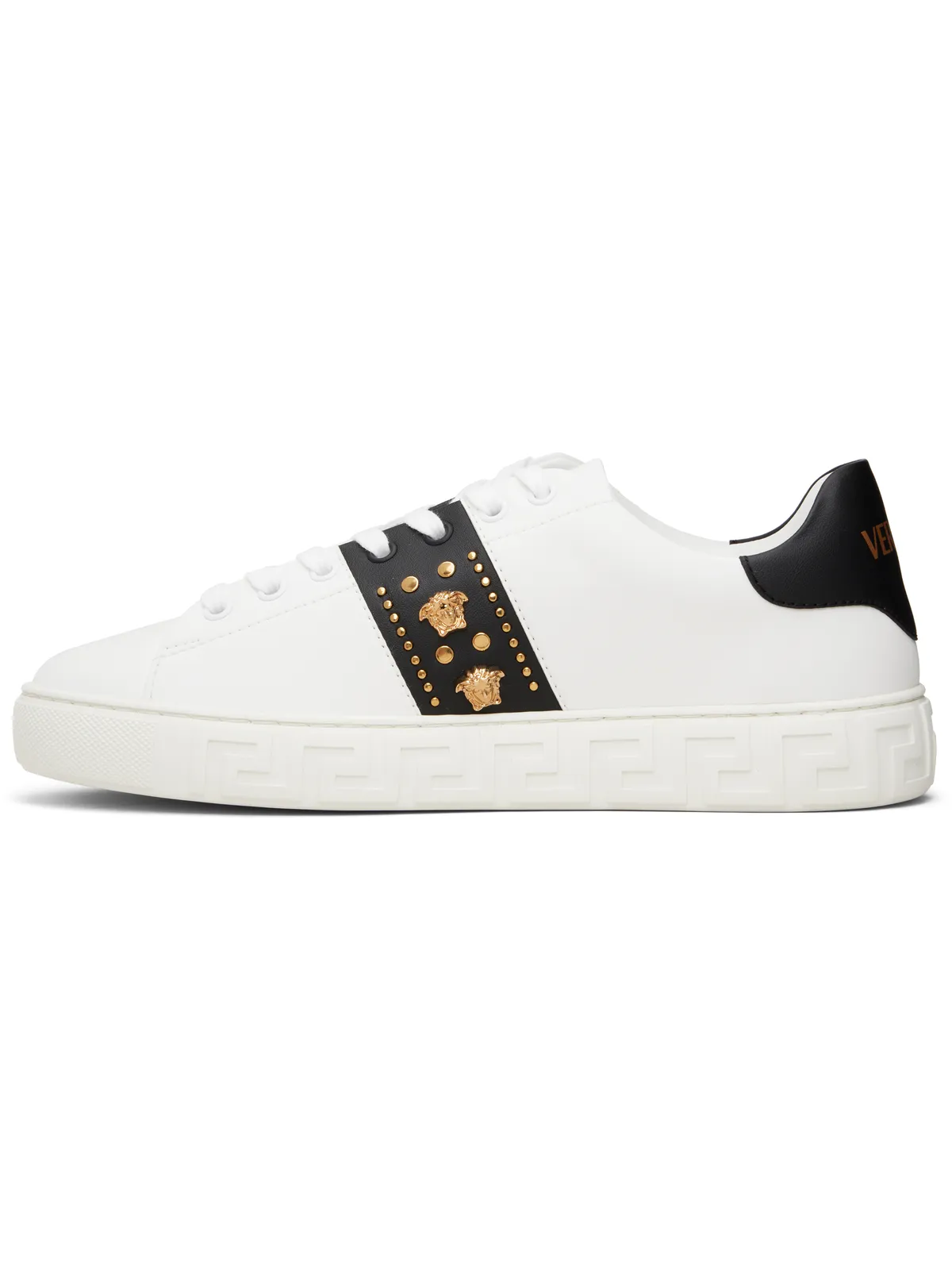 VERSACE グレカ エンベリッシュド ナイロン フェイクレザー スニーカー - 画像3