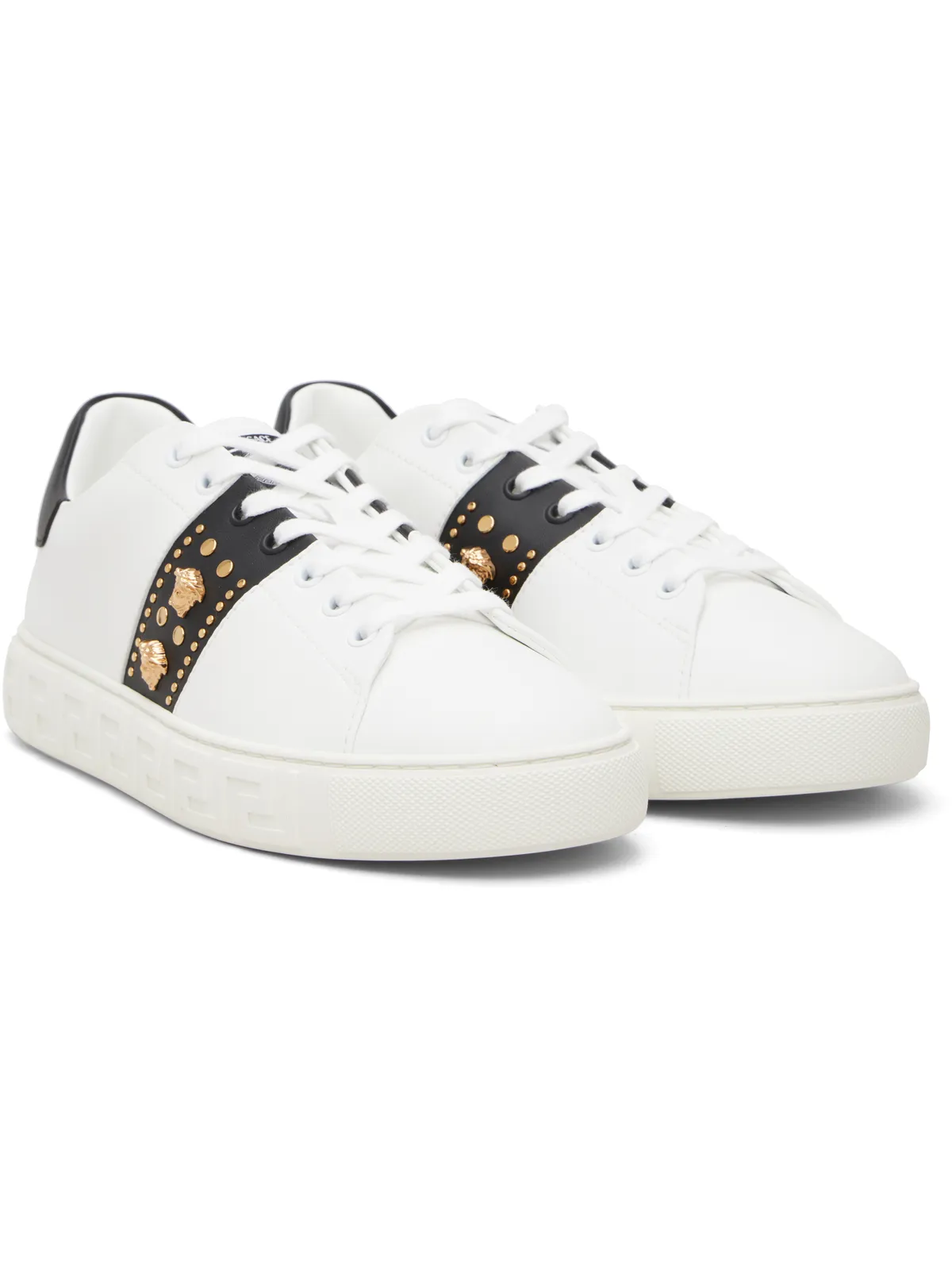 VERSACE グレカ エンベリッシュド ナイロン フェイクレザー スニーカー - 画像4