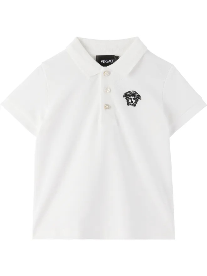 VERSACE VERSACE ベビー｜ Embroidered Cotton-Piqué ポロシャツの商品画像