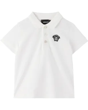 VERSACE ベビー｜ Embroidered Cotton-Piqué ポロシャツ - サムネイル1