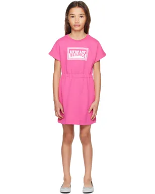 VERSACE キッズ｜ コットンジャージ プリント スウェットワンピース - サムネイル1
