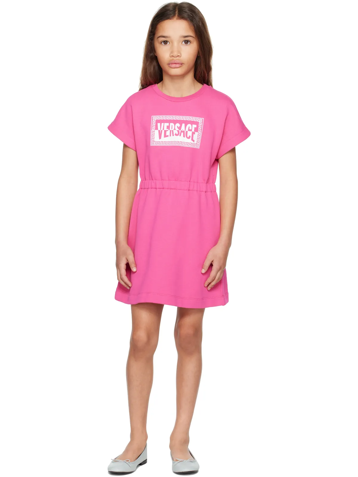 VERSACE キッズ｜ コットンジャージ プリント スウェットワンピース - 画像4