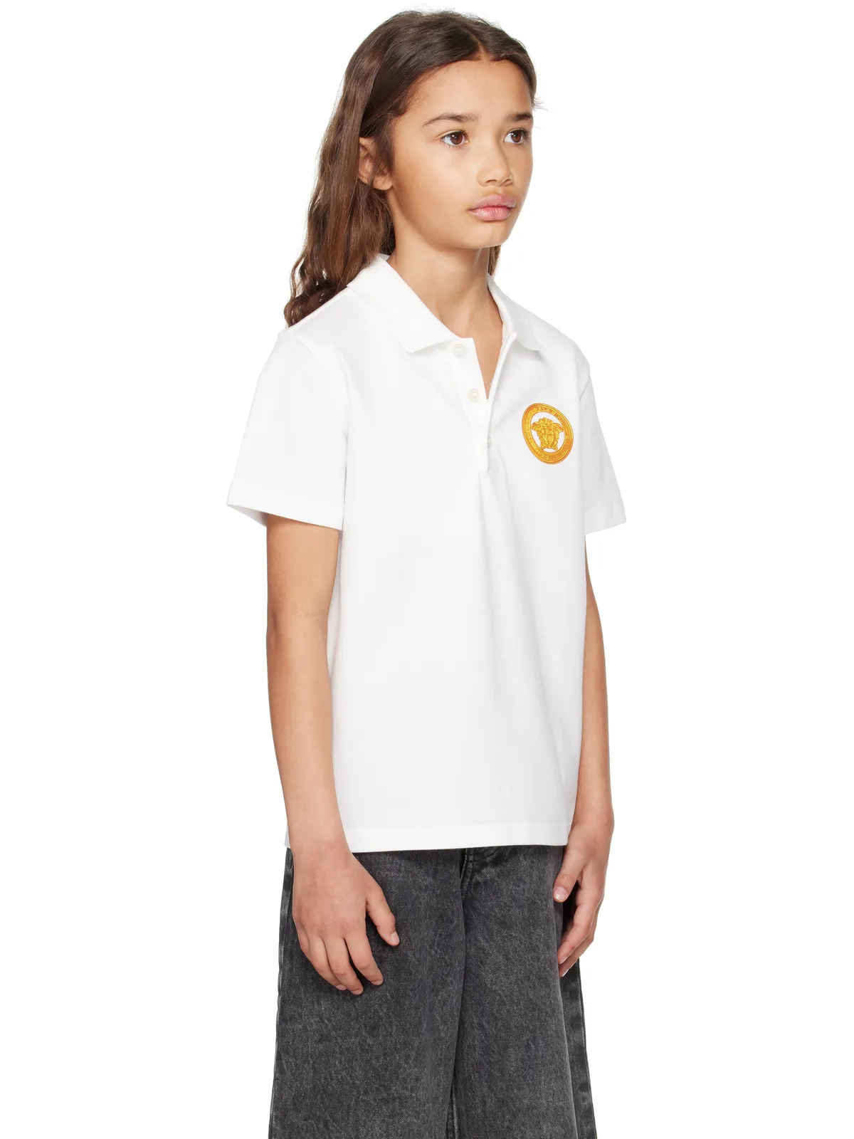 VERSACE キッズ｜ コットンピケ プリント ポロシャツ - 画像2